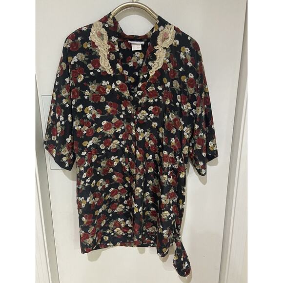 NWOT Y2k Amy’s Boutique 2-Piece Floral Rose Accent Nightie and Robe Women’s M - Picture 6 of 7